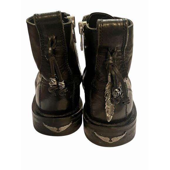 ZADIG & VOLTAIRE Laureen Roma Punk Ankle Boots •Women 39/8.5•Black Leather Skull - Picture 7 of 15